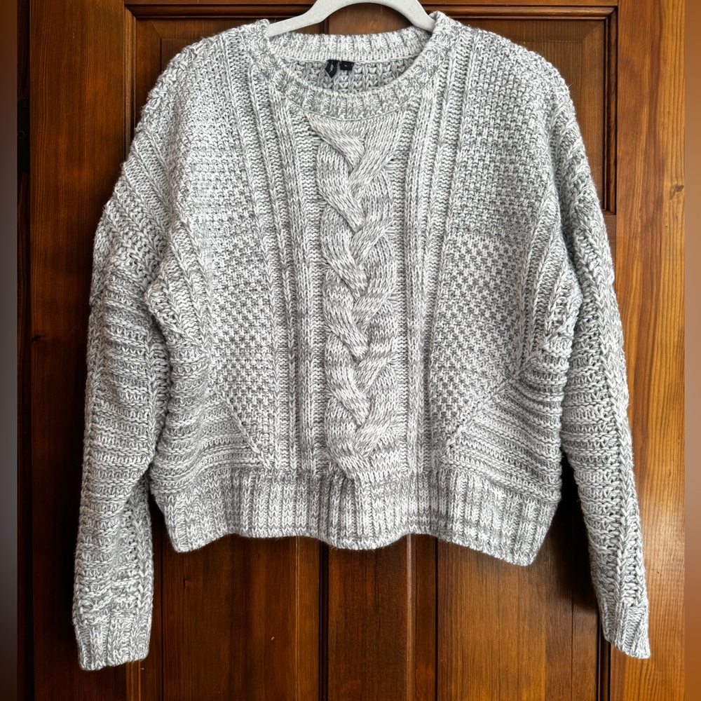 Drop Shoulder Cable Knit Sweater